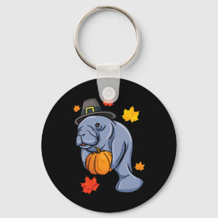 Erntedank Manatee Pilgrim Fall Pumpkin Dugong Schlüsselanhänger