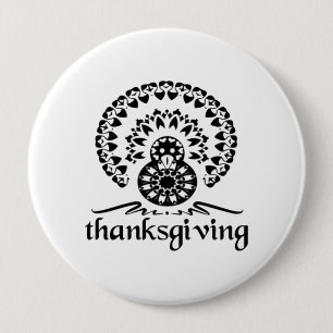Erntedank Mandala Turkey Boho Folk Art Button