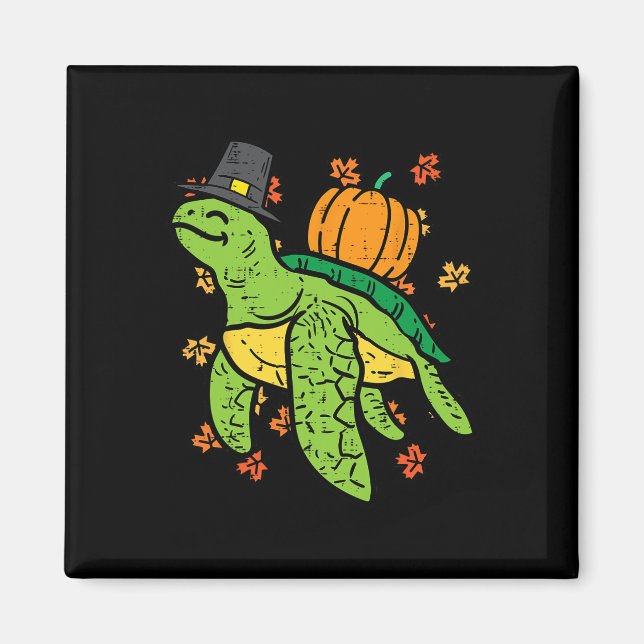 Erntedank Meeresschildkröte Niedlich Tortoise Fall Magnet (Vorne)