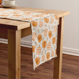 Erntedank Menu Pumpkin Gingham Table Runner Kurzer Tischläufer