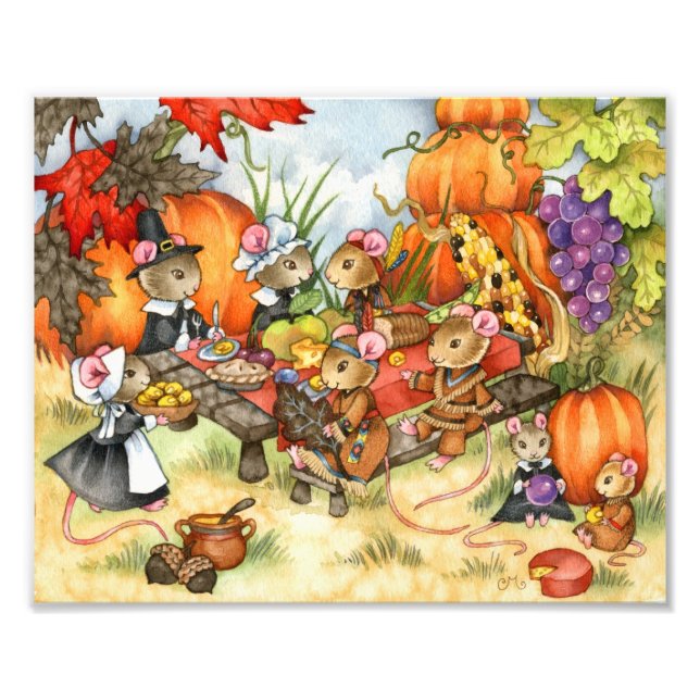 Erntedank Mice - Niedlicher Kunstdruck Fotodruck (Vorne)