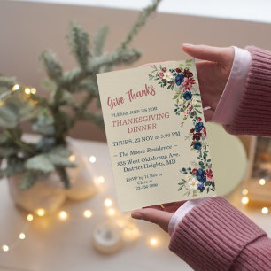 Erntedank mit Blumenmotiven Einladung