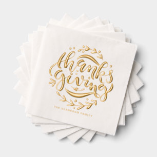 Erntedank mit Handschrift Servietten Mit Folie