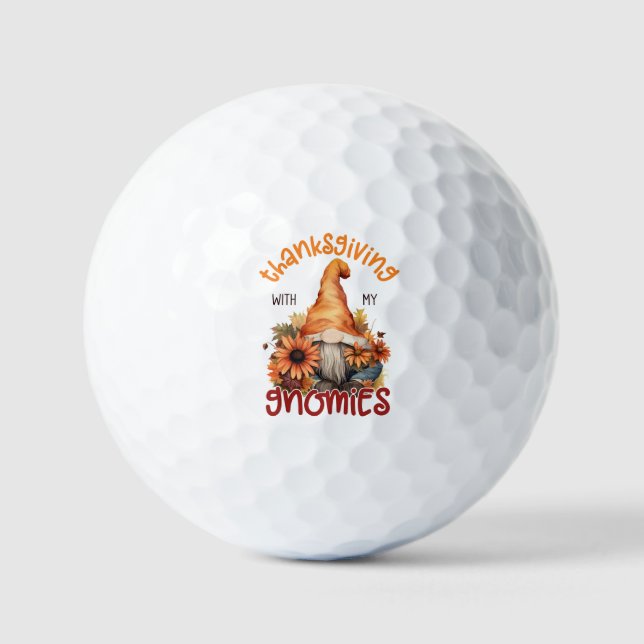 Erntedank mit meinen Gnomen Golfball (Vorderseite)
