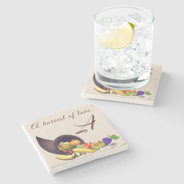 Erntedank Mit Monogramm Steinuntersetzer (Von Creator hochgeladen)