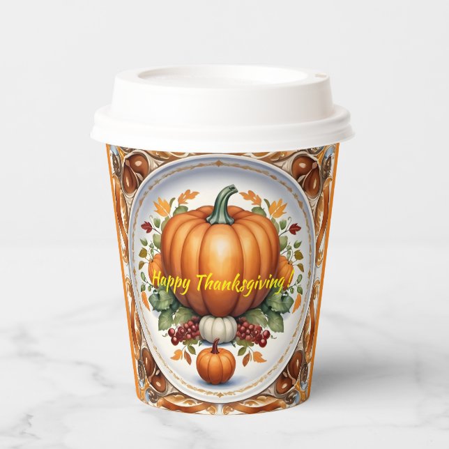 Erntedank Moderne Pumpkin Herbstkollektion Pappbecher (Vorderseite)