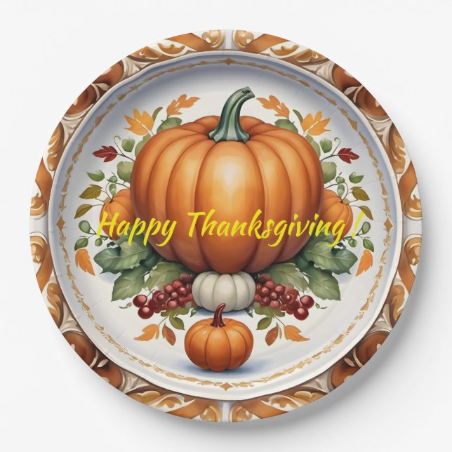 Erntedank Moderne Pumpkin Herbstkollektion Pappteller (Vorderseite)