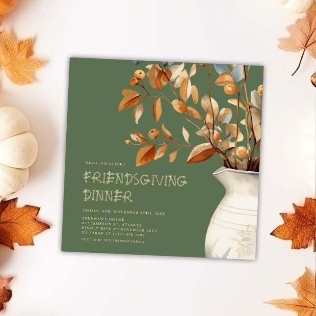 Erntedank Moderne Rustikale Freundschaft Einladung (Thanksgiving Modern Rustic Friendsgiving Invitation)
