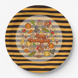 Erntedank Moderne, schöne Herbstsammlung Pappteller