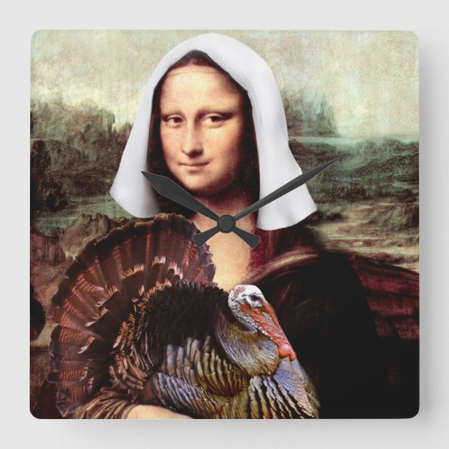 Erntedank-Mona Lisa Pilger Quadratische Wanduhr (Vorderseite)