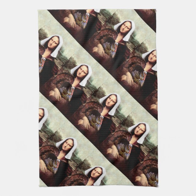 Erntedank Mona Lisa Pilgrim Geschirrtuch (Vertikal)