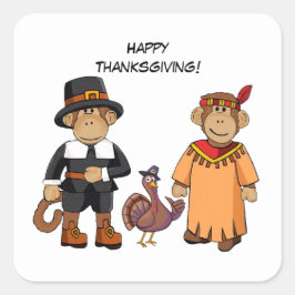 Erntedank Monkeys Quadratischer Aufkleber