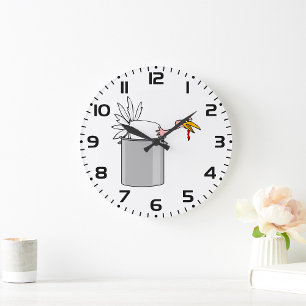 Erntedank müde Türkei in Cooking Pot Spaß Große Wanduhr