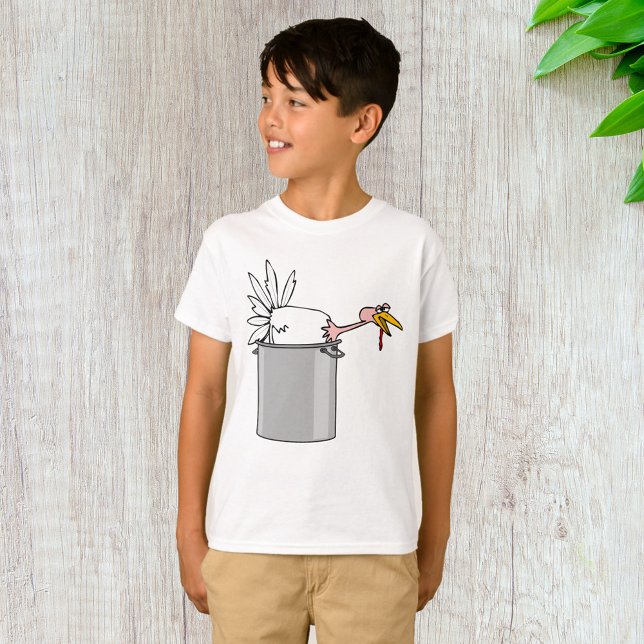 Erntedank müde Türkei in Cooking Pot Spaß T-Shirt (Von Creator hochgeladen)