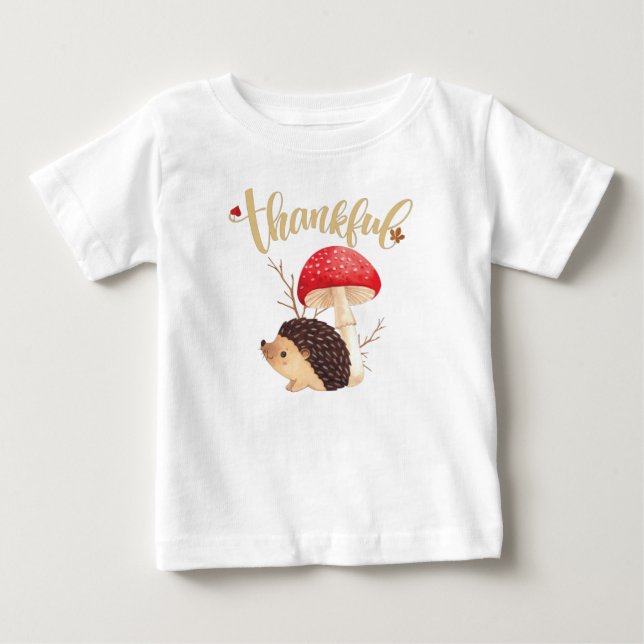 Erntedank Niedlich Kawaii Igel Herbst Dankbar Baby T-shirt (Vorderseite)
