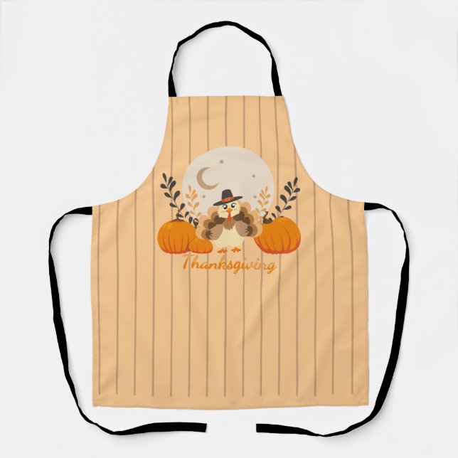 Erntedank Niedlich Orange Turkey Pumpkin Schürze (Vorderseite)