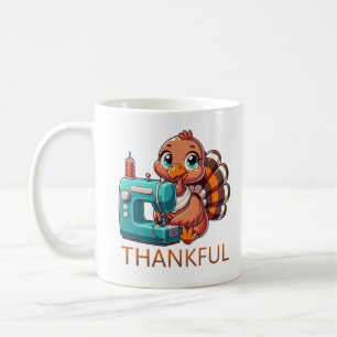 Erntedank Niedlich Türkei mit Nähmaschine Kaffeetasse