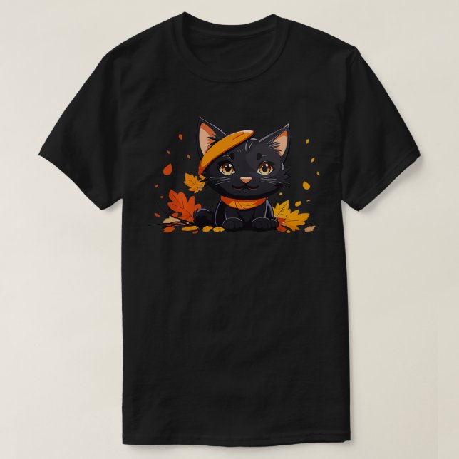 Erntedank niedliche schwarze Katze Kitten Lover gl T-Shirt (Design vorne)