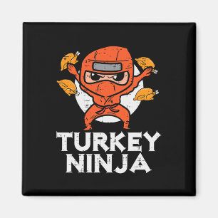 Erntedank Ninja Turkey Funny Fall Boys Kinder Tod  Magnet