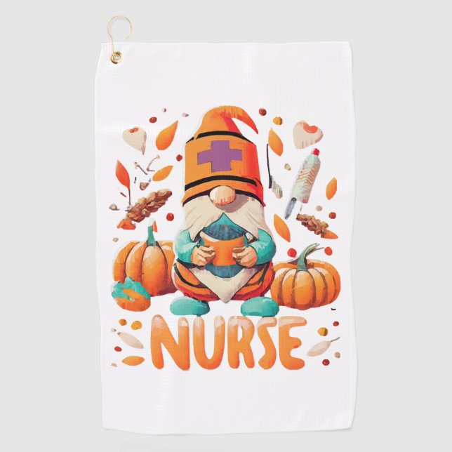 Erntedank Nurse Gnomes Fall Scrub Golfhandtuch (Vorderseite)