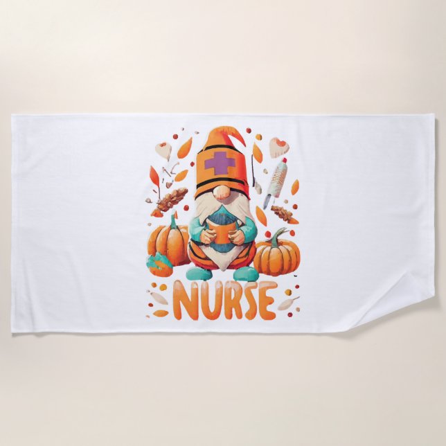 Erntedank Nurse Gnomes Fall Scrub Strandtuch (Vorderseite)