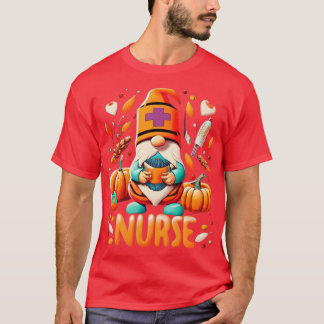 Erntedank Nurse Gnomes Fall Scrub Top Herbst RN