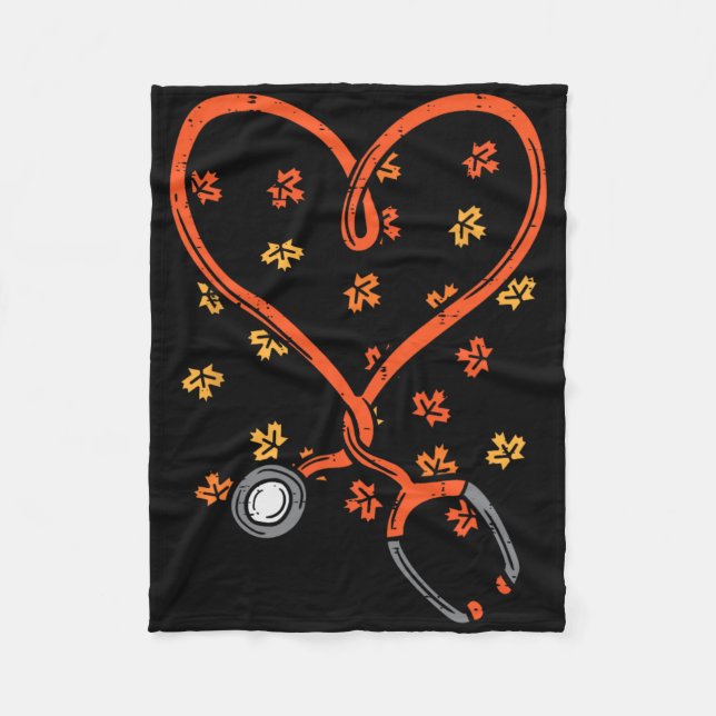 Erntedank Nurse Stethoscope Herbst Scrub to Fleecedecke (Vorderseite)