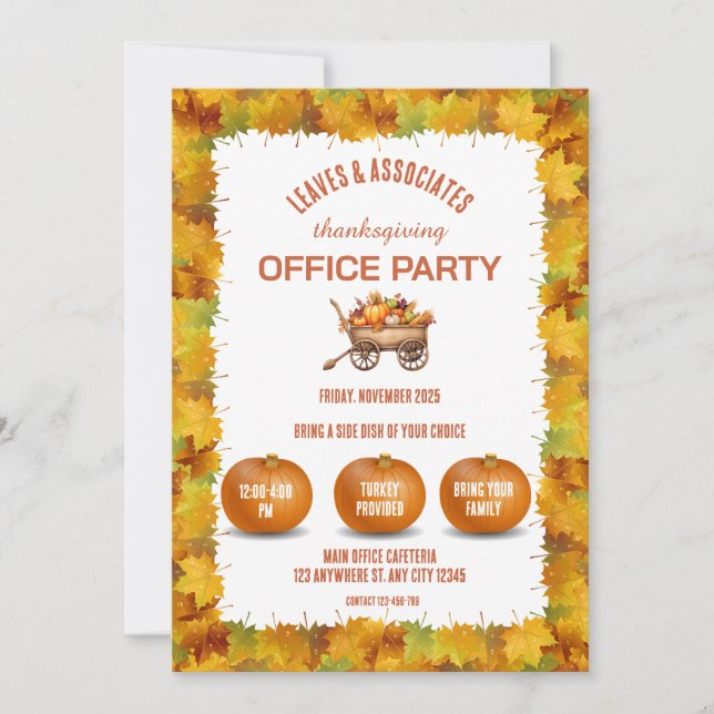 Erntedank Office-Party Einladung (Vorderseite)