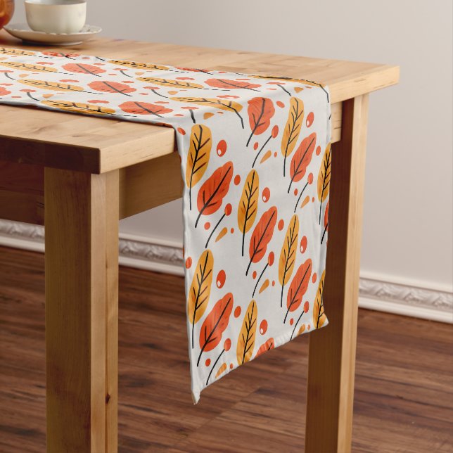 Erntedank Orange Gelbe Herbstlaube Elegant Kurzer Tischläufer (Beispiel)