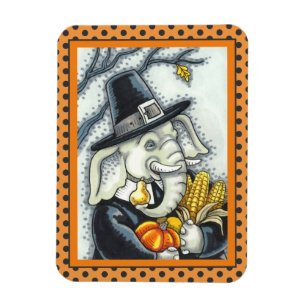 ERNTEDANK PACHYDERM, DANKFÄLTIGER PILGRIM-ELEPHANT MAGNET
