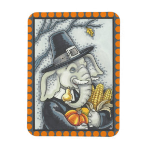 ERNTEDANK PACHYDERM, DANKFÄLTIGER PILGRIM-ELEPHANT MAGNET