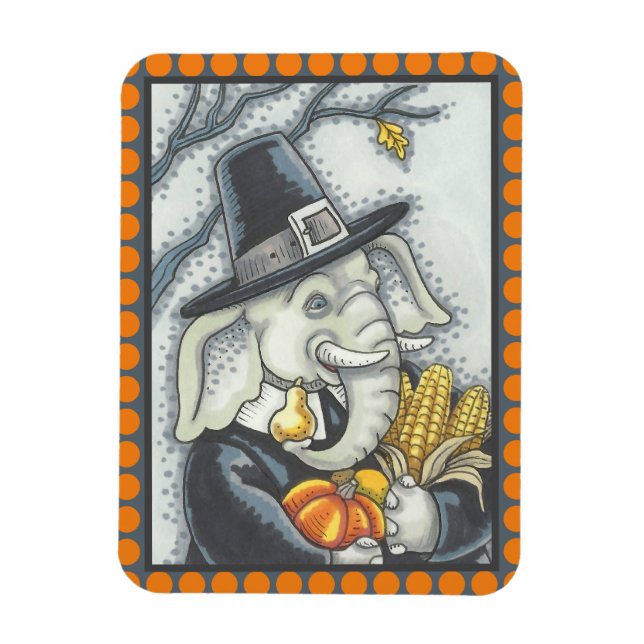 ERNTEDANK PACHYDERM, DANKFÄLTIGER PILGRIM-ELEPHANT MAGNET (Vertikal)