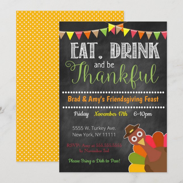 Erntedank Party Einladung (Vorne/Hinten)