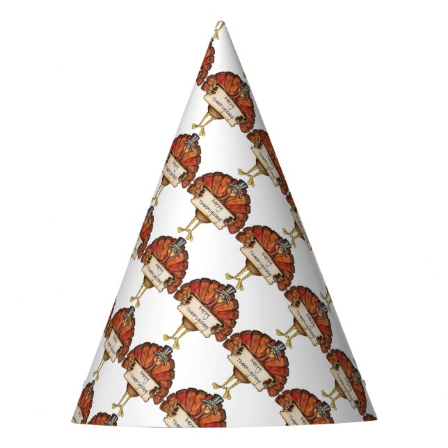 Erntedank Party Hat/Pilgrimbär und Türkei Partyhütchen (Vorderseite)