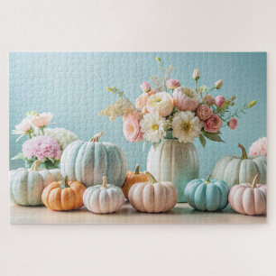 Erntedank Pastel Pumpkins und Blumenarrangements
