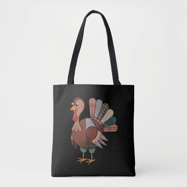 Erntedank Patchwork Quilted Turkey Fall Tasche (Vorderseite)