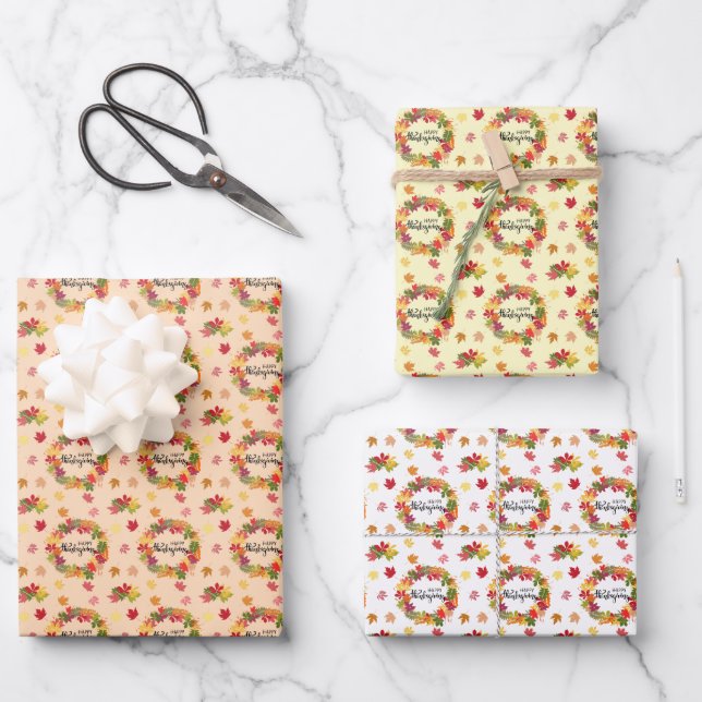 Erntedank Pattern Geschenkpapier Set (Vorderseite)