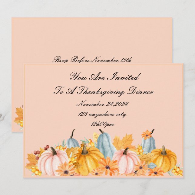 ERNTEDANK PERFEKTE FALL INVITATION EINLADUNG (Vorne/Hinten)