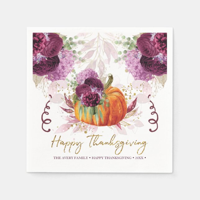 Erntedank Personalisierter Herbstpumpen Serviette (Vorderseite)