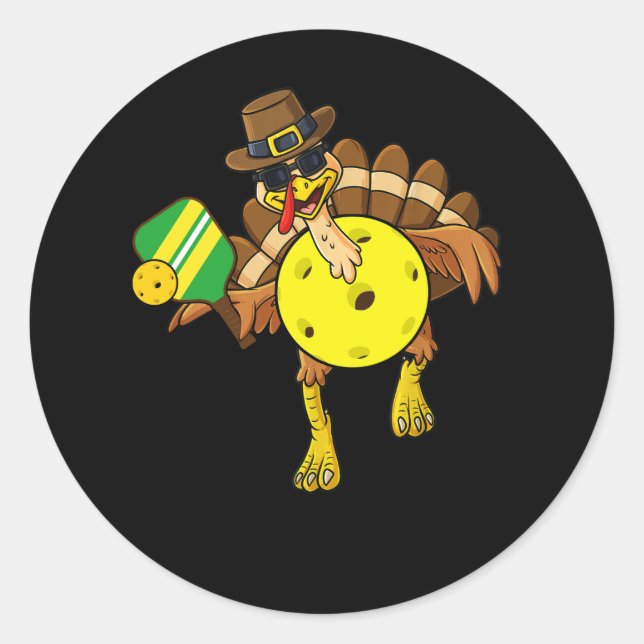 Erntedank Pickle Ball Pilgrim Türkei Pi Runder Aufkleber (Vorderseite)