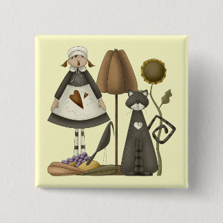 Erntedank-Pilger-Leben-Quadrat-Knopf Button