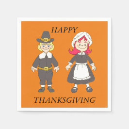 Erntedank Pilgrim Boy and Girl Serviette