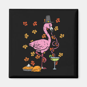 Erntedank Pilgrim Flamingo Herbst Männer Frauen Magnet