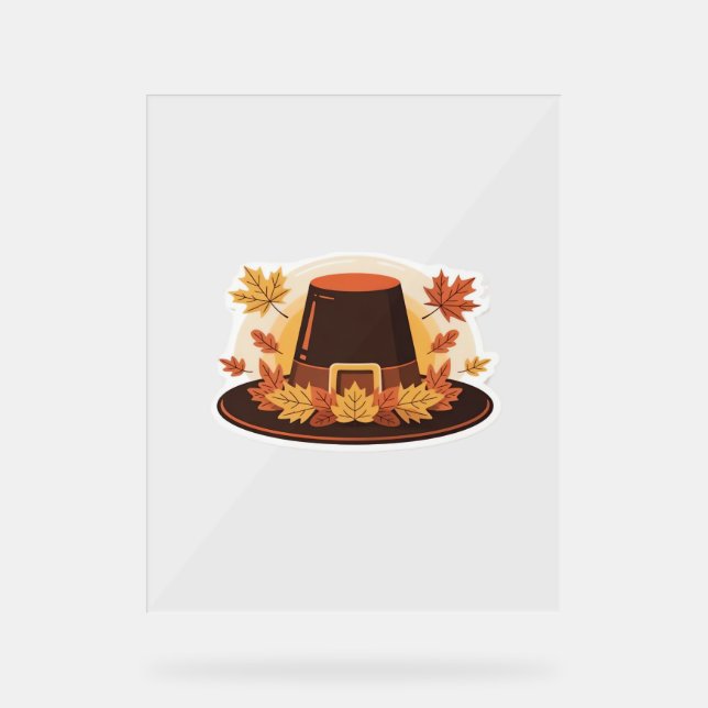 Erntedank Pilgrim Hat - Herbsternte Design C Acrylschild (Vorderseite)