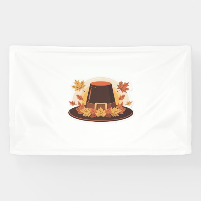 Erntedank Pilgrim Hat - Herbsternte Design C Banner (Horizontal)
