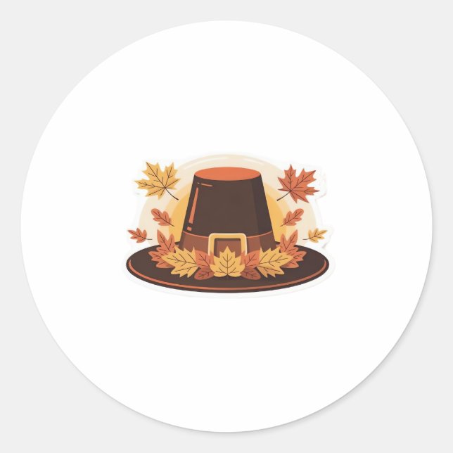 Erntedank Pilgrim Hat - Herbsternte Design C Runder Aufkleber (Vorderseite)