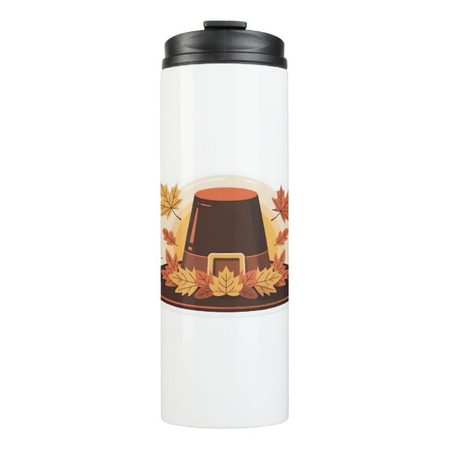 Erntedank Pilgrim Hat - Herbsternte Design C Thermosbecher (Vorderseite)