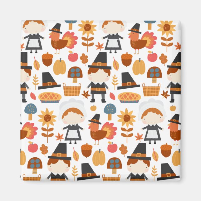 Erntedank Pilgrims ernten Muster Magnet (Vorne)