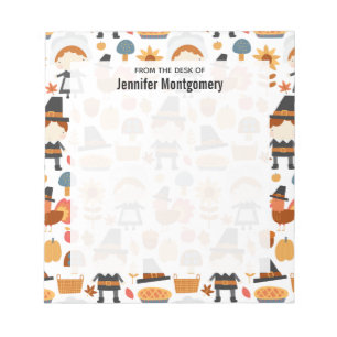 Erntedank Pilgrims ernten Muster Notizblock