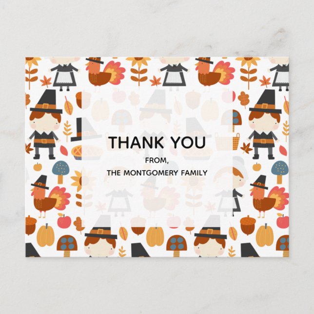 Erntedank Pilgrims Harvest Pattern Vielen Dank Postkarte (Vorderseite)
